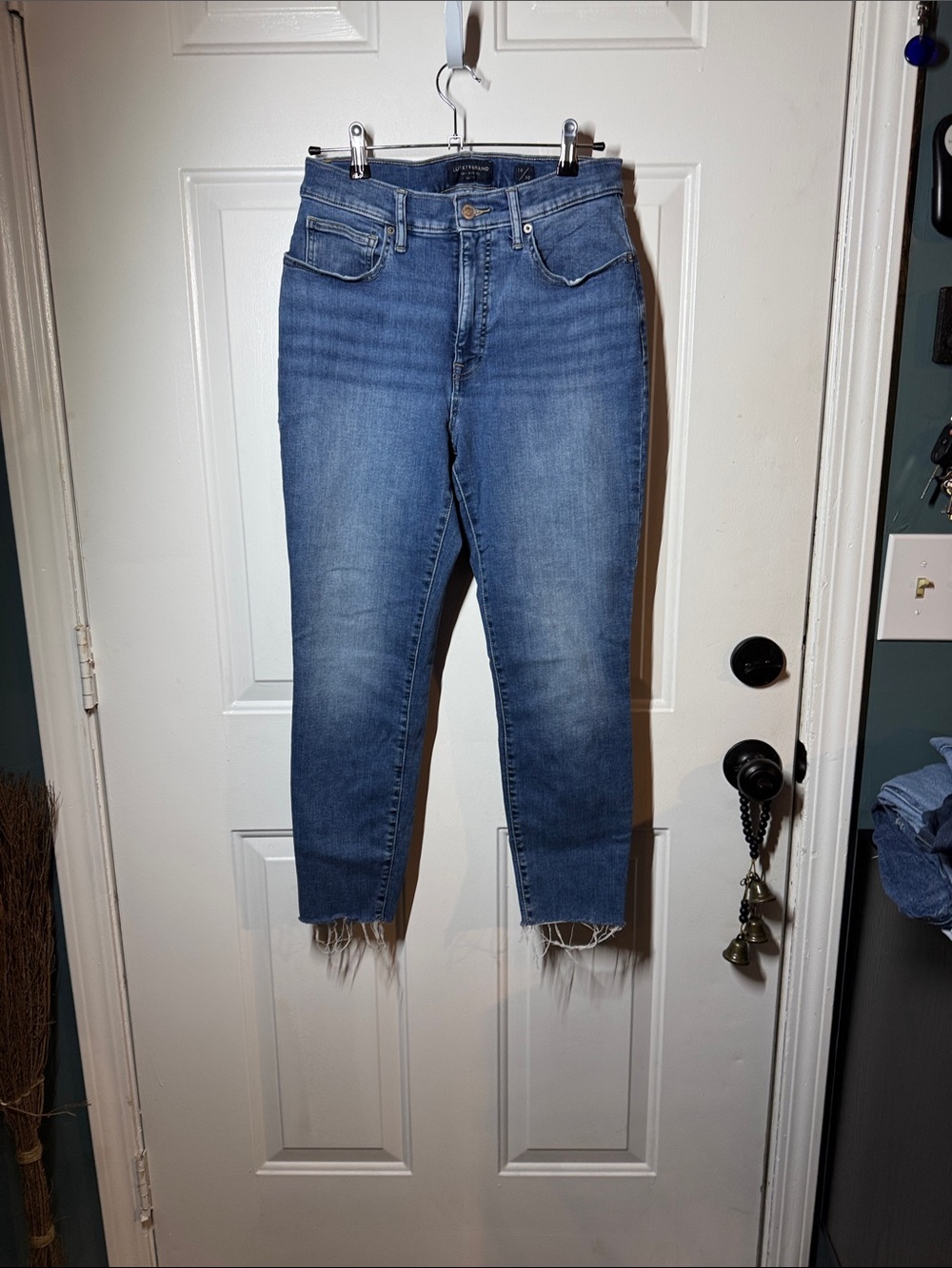 Lucky Brand Medium Blue Ankle Crop Jeans with Raw Hem